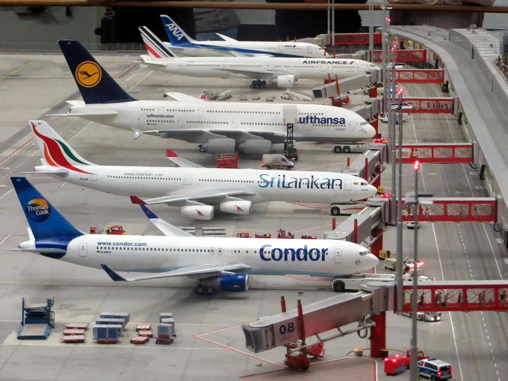 airport hub with parking airplane