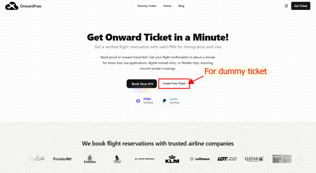 How to Get a Dummy Air Ticket for Free