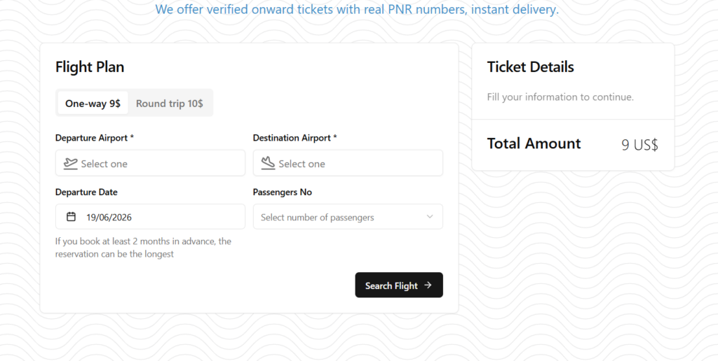 dummy ticket and fake flight ticket